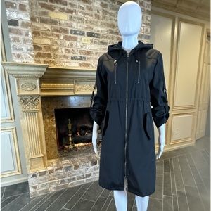 Kenneth Cole Water-Resistant Black Hooded Coat